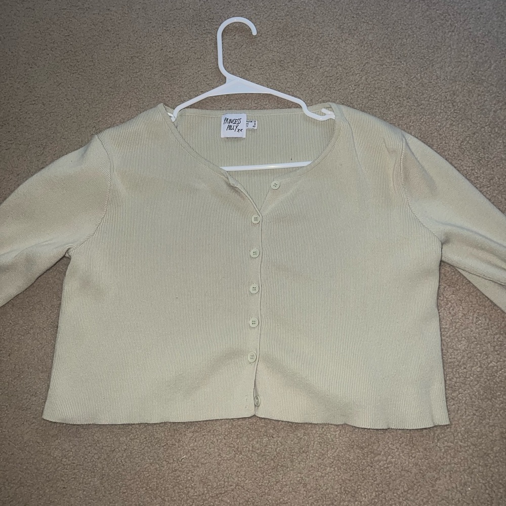 Princess Polly green button up sweater, size 8